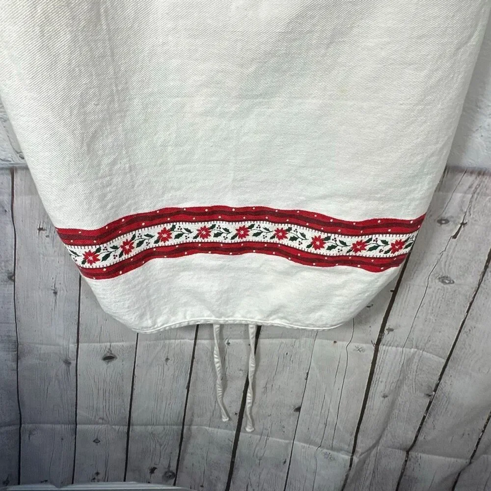 Vintage Christmas‎ Apron Poinsettia Holly Border Butcher Holiday Baking